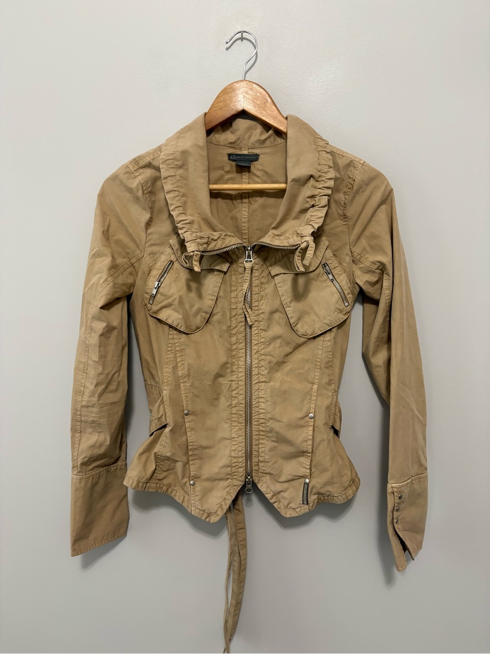 Vintage Armani Exchange Tan Modern Chic Minimalist Utility Jacket
